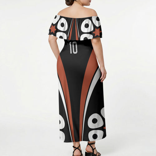 Personalised Northern Territory Oztag Off Shoulder Maxi Dress Aboriginal Dot Art Australian Sports