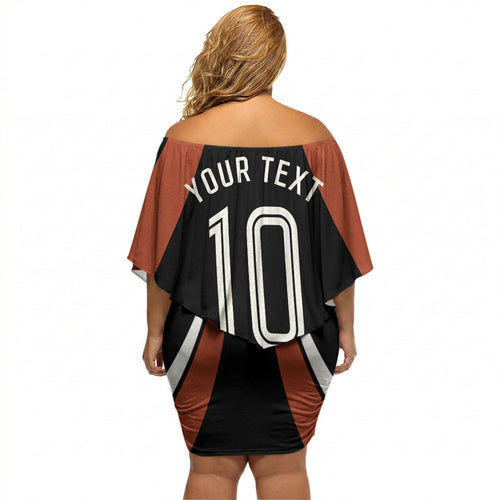 Personalised Northern Territory Oztag Off Shoulder Short Dress Aboriginal Dot Art Australian Sports