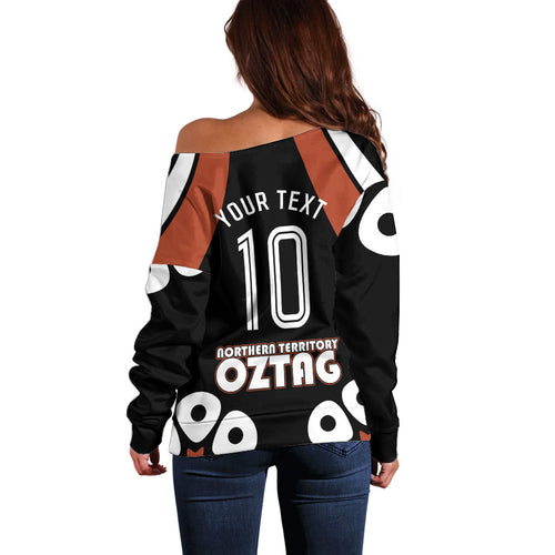 Personalised Northern Territory Oztag Off Shoulder Sweater Aboriginal Dot Art Australian Sports