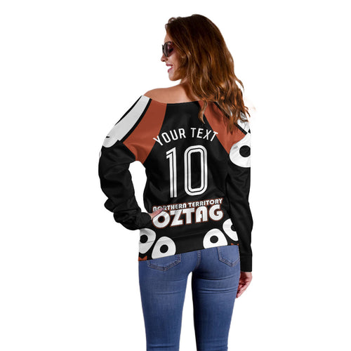 Personalised Northern Territory Oztag Off Shoulder Sweater Aboriginal Dot Art Australian Sports