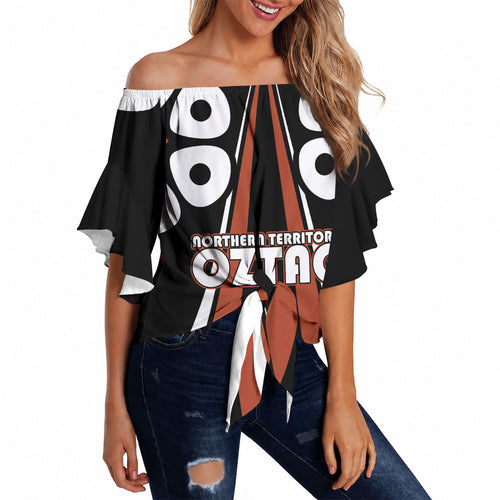 Personalised Northern Territory Oztag Off Shoulder Wrap Waist Top Aboriginal Dot Art Australian Sports
