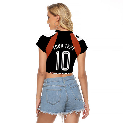 Personalised Northern Territory Oztag Raglan Cropped T Shirt Aboriginal Dot Art Australian Sports