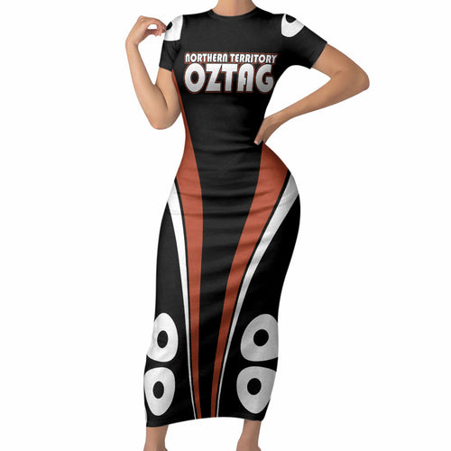 Personalised Northern Territory Oztag Short Sleeve Bodycon Dress Aboriginal Dot Art Australian Sports