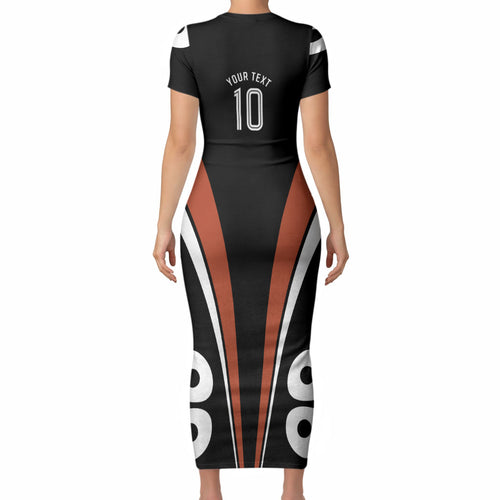 Personalised Northern Territory Oztag Short Sleeve Bodycon Dress Aboriginal Dot Art Australian Sports