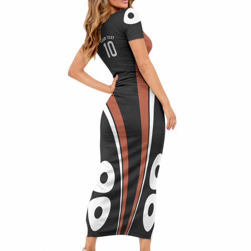 Personalised Northern Territory Oztag Short Sleeve Bodycon Dress Aboriginal Dot Art Australian Sports