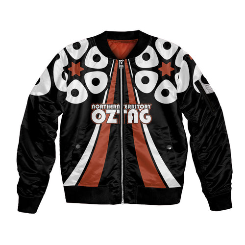Personalised Northern Territory Oztag Sleeve Zip Bomber Jacket Aboriginal Dot Art Australian Sports