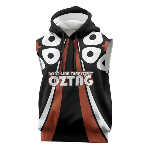 Personalised Northern Territory Oztag Sleeveless Hoodie Aboriginal Dot Art Australian Sports