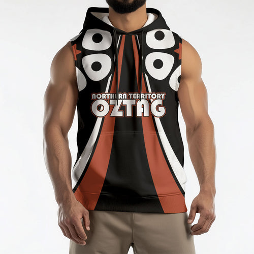 Personalised Northern Territory Oztag Sleeveless Hoodie Aboriginal Dot Art Australian Sports