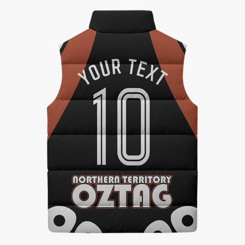 Personalised Northern Territory Oztag Sleeveless Puffer Jacket Aboriginal Dot Art Australian Sports