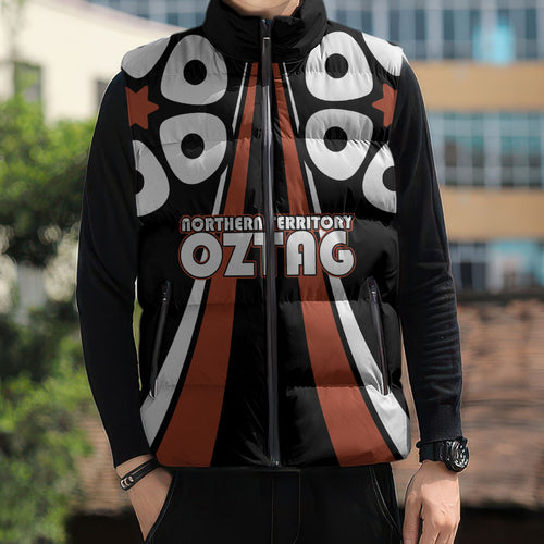 Personalised Northern Territory Oztag Sleeveless Puffer Jacket Aboriginal Dot Art Australian Sports
