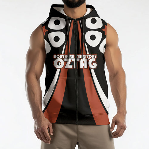 Personalised Northern Territory Oztag Sleeveless Zip Hoodie Aboriginal Dot Art Australian Sports