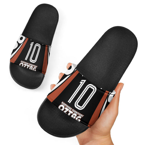 Personalised Northern Territory Oztag Slide Sandals Aboriginal Dot Art Australian Sports