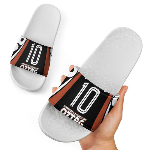 Personalised Northern Territory Oztag Slide Sandals Aboriginal Dot Art Australian Sports