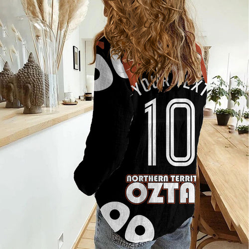 Personalised Northern Territory Oztag Women Casual Shirt Aboriginal Dot Art Australian Sports