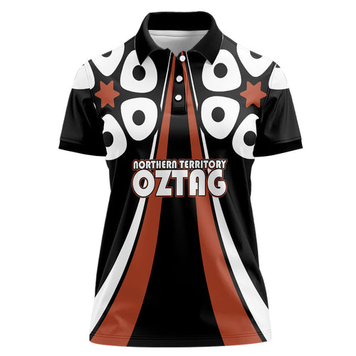 Personalised Northern Territory Oztag Women Polo Shirt Aboriginal Dot Art Australian Sports