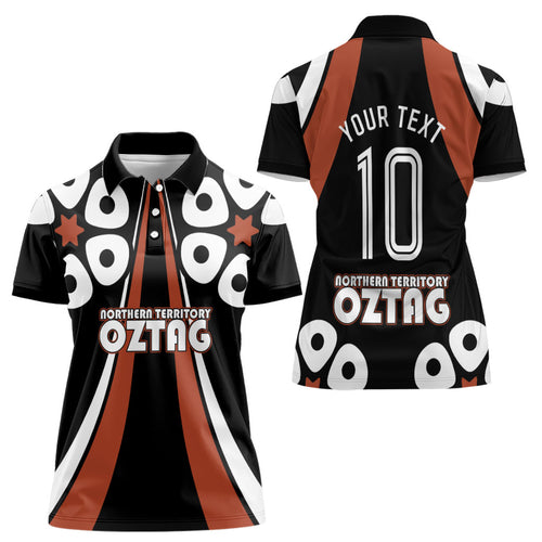 Personalised Northern Territory Oztag Women Polo Shirt Aboriginal Dot Art Australian Sports