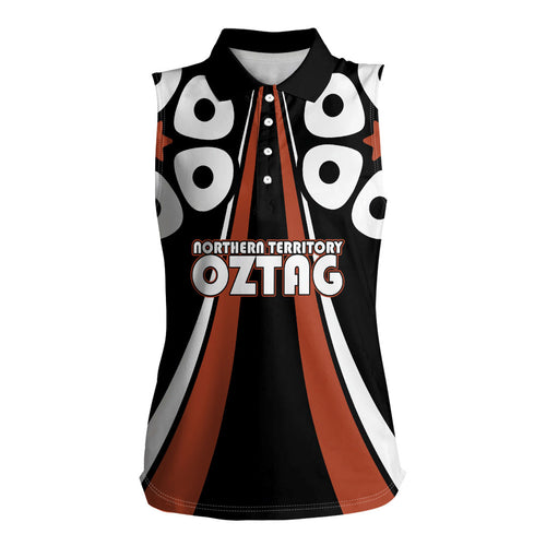 Personalised Northern Territory Oztag Women Sleeveless Polo Shirt Aboriginal Dot Art Australian Sports