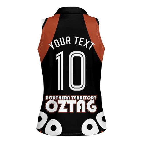 Personalised Northern Territory Oztag Women Sleeveless Polo Shirt Aboriginal Dot Art Australian Sports