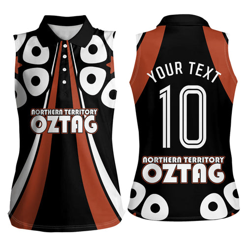 Personalised Northern Territory Oztag Women Sleeveless Polo Shirt Aboriginal Dot Art Australian Sports