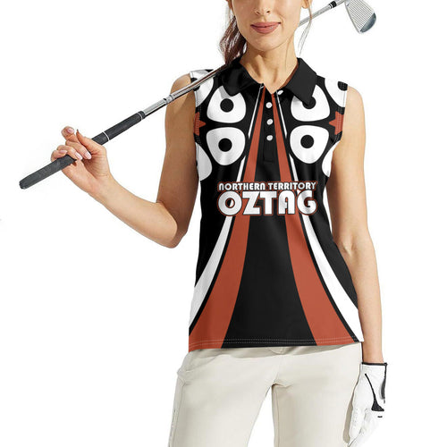 Personalised Northern Territory Oztag Women Sleeveless Polo Shirt Aboriginal Dot Art Australian Sports