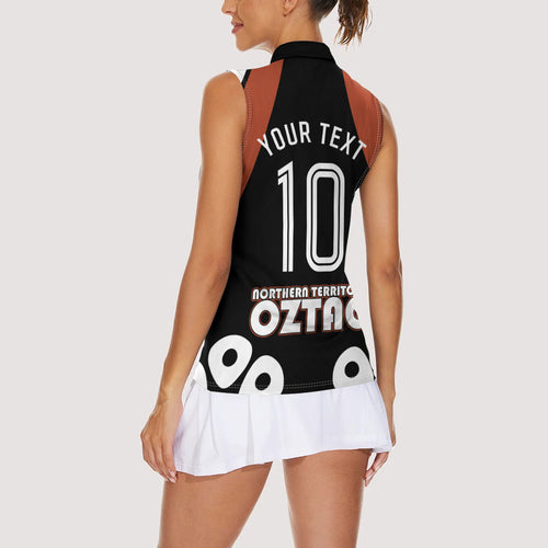Personalised Northern Territory Oztag Women Sleeveless Polo Shirt Aboriginal Dot Art Australian Sports