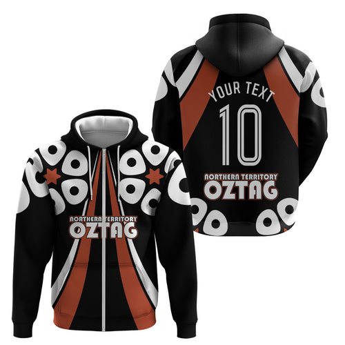 Personalised Northern Territory Oztag Zip Hoodie Aboriginal Dot Art Australian Sports