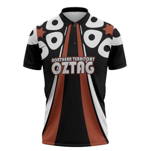 Personalised Northern Territory Oztag Zipper Polo Shirt Aboriginal Dot Art Australian Sports
