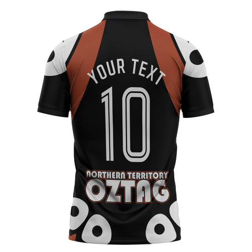 Personalised Northern Territory Oztag Zipper Polo Shirt Aboriginal Dot Art Australian Sports