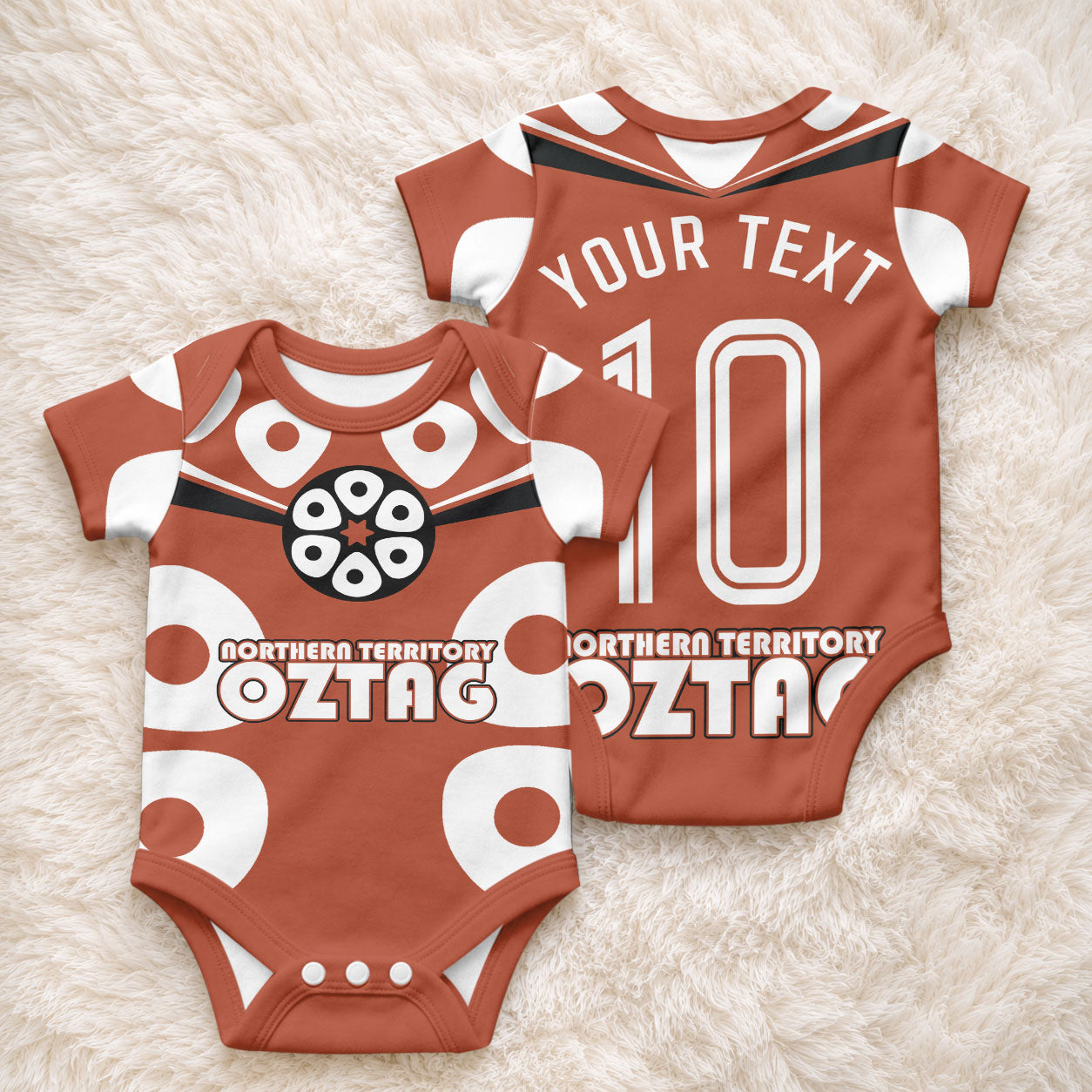 Personalized Northern Territory Oztag Baby Onesie Dynamic Geometric Star Graphic