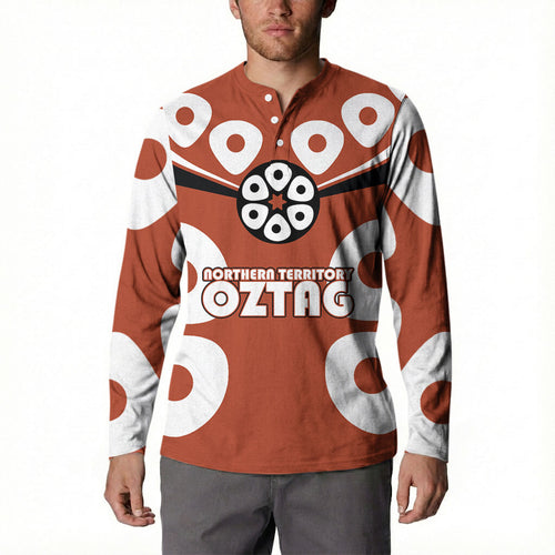 Personalized Northern Territory Oztag Button Sweatshirt Dynamic Geometric Star Graphic