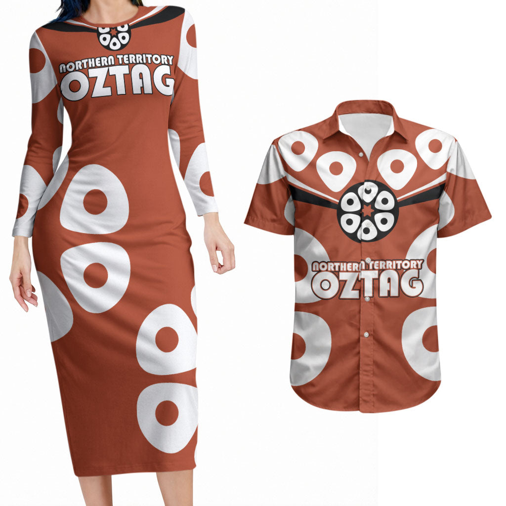 Personalized Northern Territory Oztag Couples Matching Long Sleeve Bodycon Dress and Hawaiian Shirt Dynamic Geometric Star Graphic