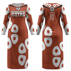 Personalized Northern Territory Oztag Couples Matching Long Sleeve Bodycon Dress and Long Sleeve Button Shirt Dynamic Geometric Star Graphic