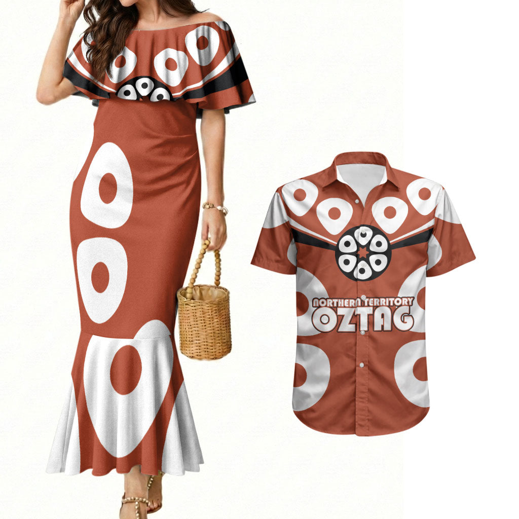 Personalized Northern Territory Oztag Couples Matching Mermaid Dress and Hawaiian Shirt Dynamic Geometric Star Graphic