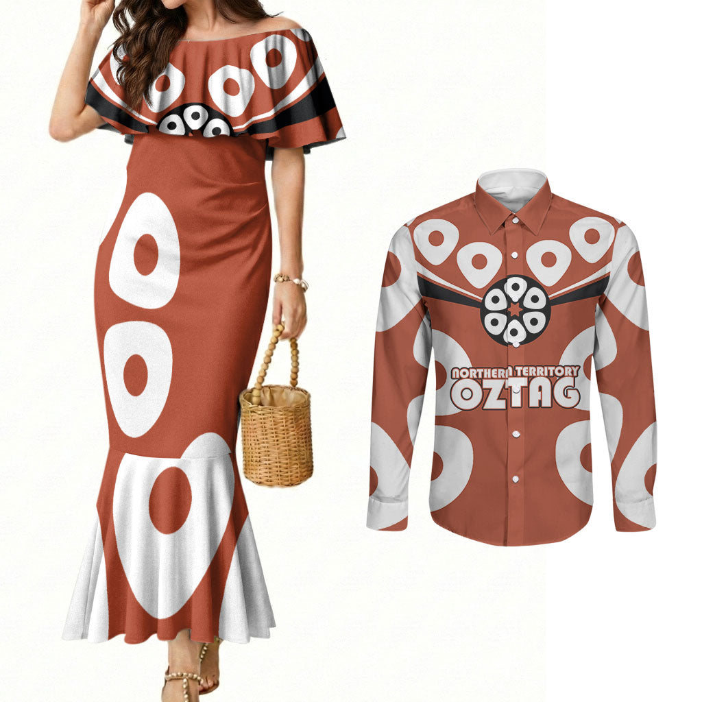 Personalized Northern Territory Oztag Couples Matching Mermaid Dress and Long Sleeve Button Shirt Dynamic Geometric Star Graphic