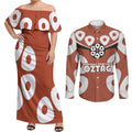 Personalized Northern Territory Oztag Couples Matching Off Shoulder Maxi Dress and Long Sleeve Button Shirt Dynamic Geometric Star Graphic