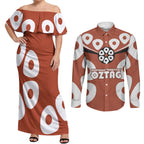 Personalized Northern Territory Oztag Couples Matching Off Shoulder Maxi Dress and Long Sleeve Button Shirt Dynamic Geometric Star Graphic