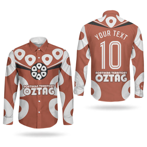 Personalized Northern Territory Oztag Couples Matching Off Shoulder Maxi Dress and Long Sleeve Button Shirt Dynamic Geometric Star Graphic