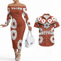 Personalized Northern Territory Oztag Couples Matching Off The Shoulder Long Sleeve Dress and Hawaiian Shirt Dynamic Geometric Star Graphic
