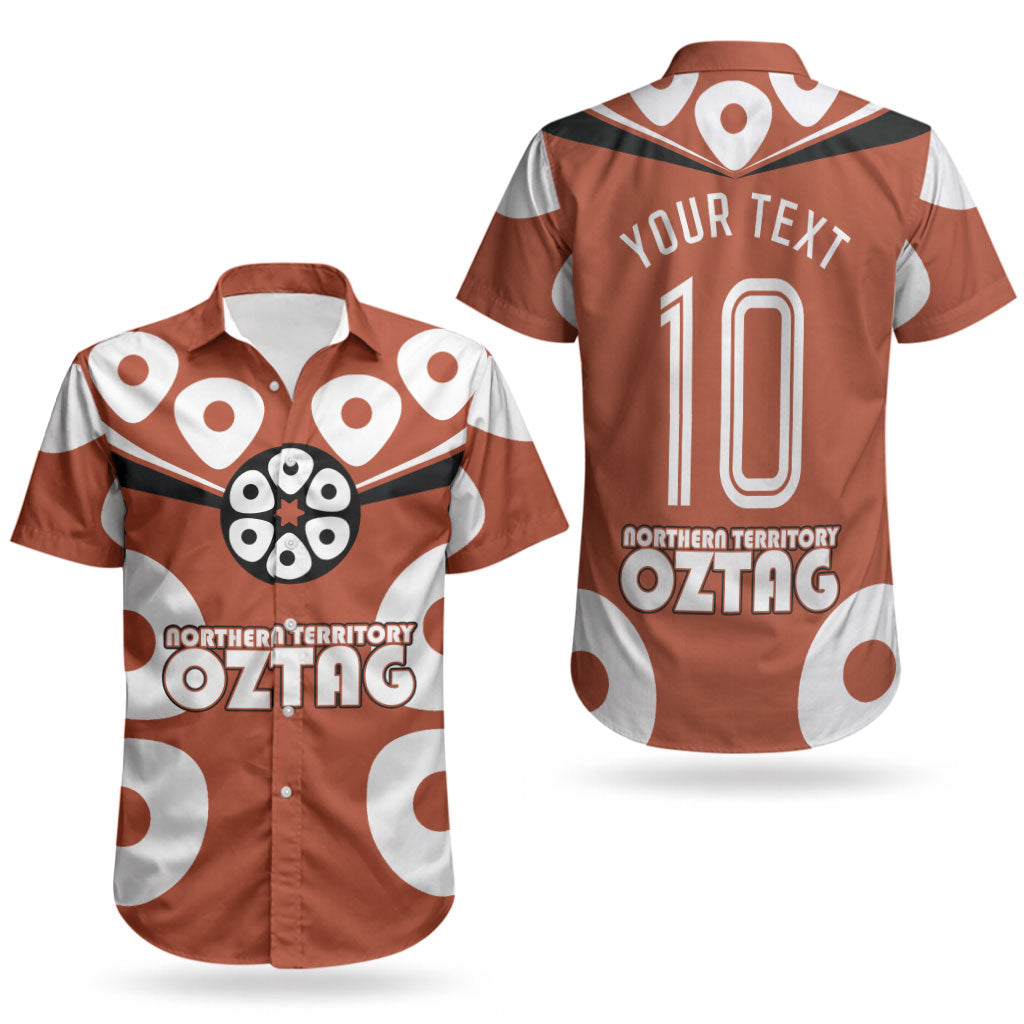 Personalized Northern Territory Oztag Couples Matching Off The Shoulder Long Sleeve Dress and Hawaiian Shirt Dynamic Geometric Star Graphic