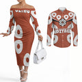 Personalized Northern Territory Oztag Couples Matching Off The Shoulder Long Sleeve Dress and Long Sleeve Button Shirt Dynamic Geometric Star Graphic