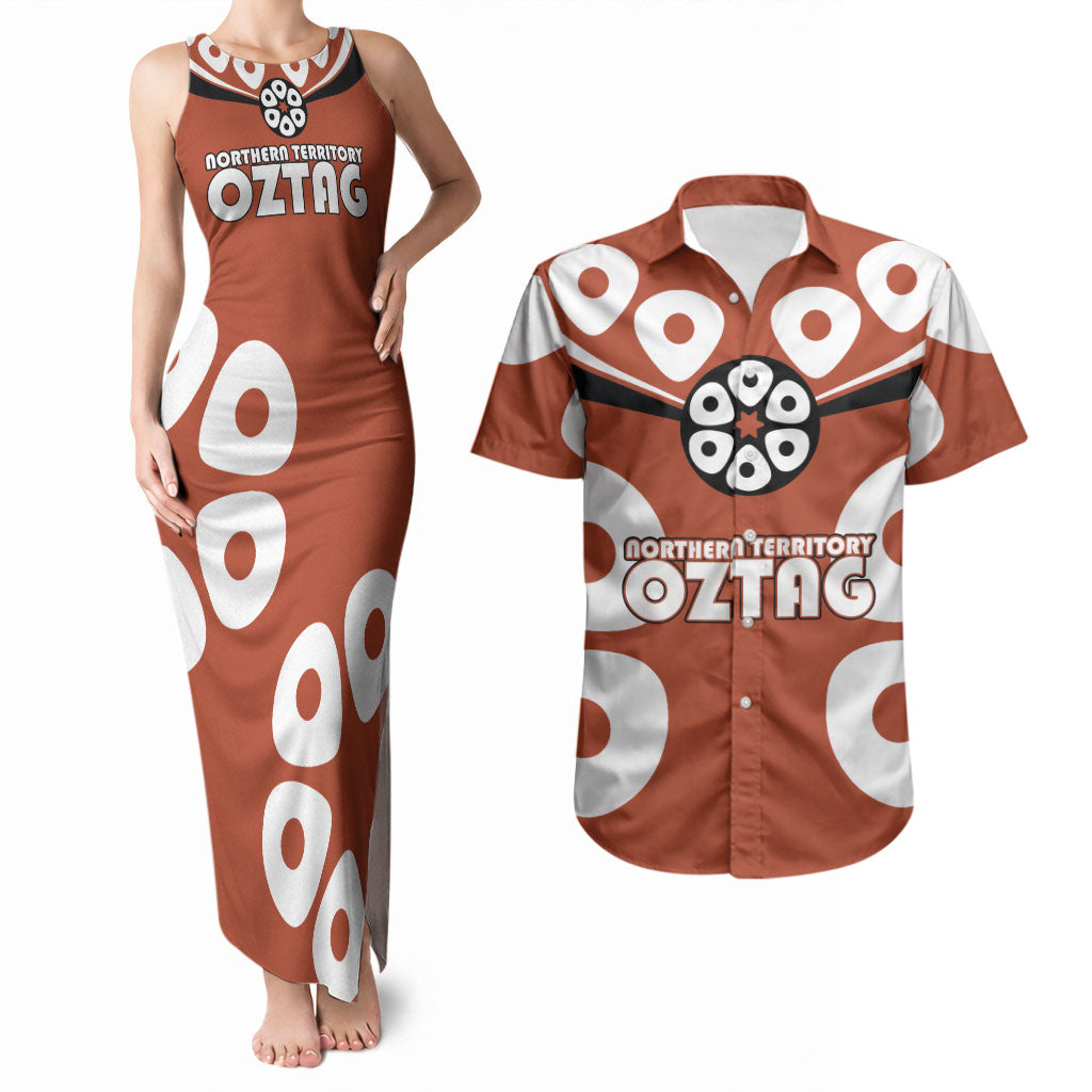 Personalized Northern Territory Oztag Couples Matching Tank Maxi Dress and Hawaiian Shirt Dynamic Geometric Star Graphic