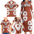 Personalized Northern Territory Oztag Family Matching Long Sleeve Bodycon Dress and Hawaiian Shirt Dynamic Geometric Star Graphic