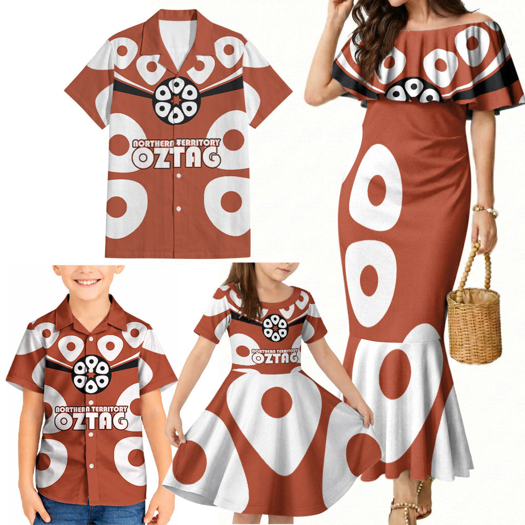 Personalized Northern Territory Oztag Family Matching Mermaid Dress and Hawaiian Shirt Dynamic Geometric Star Graphic