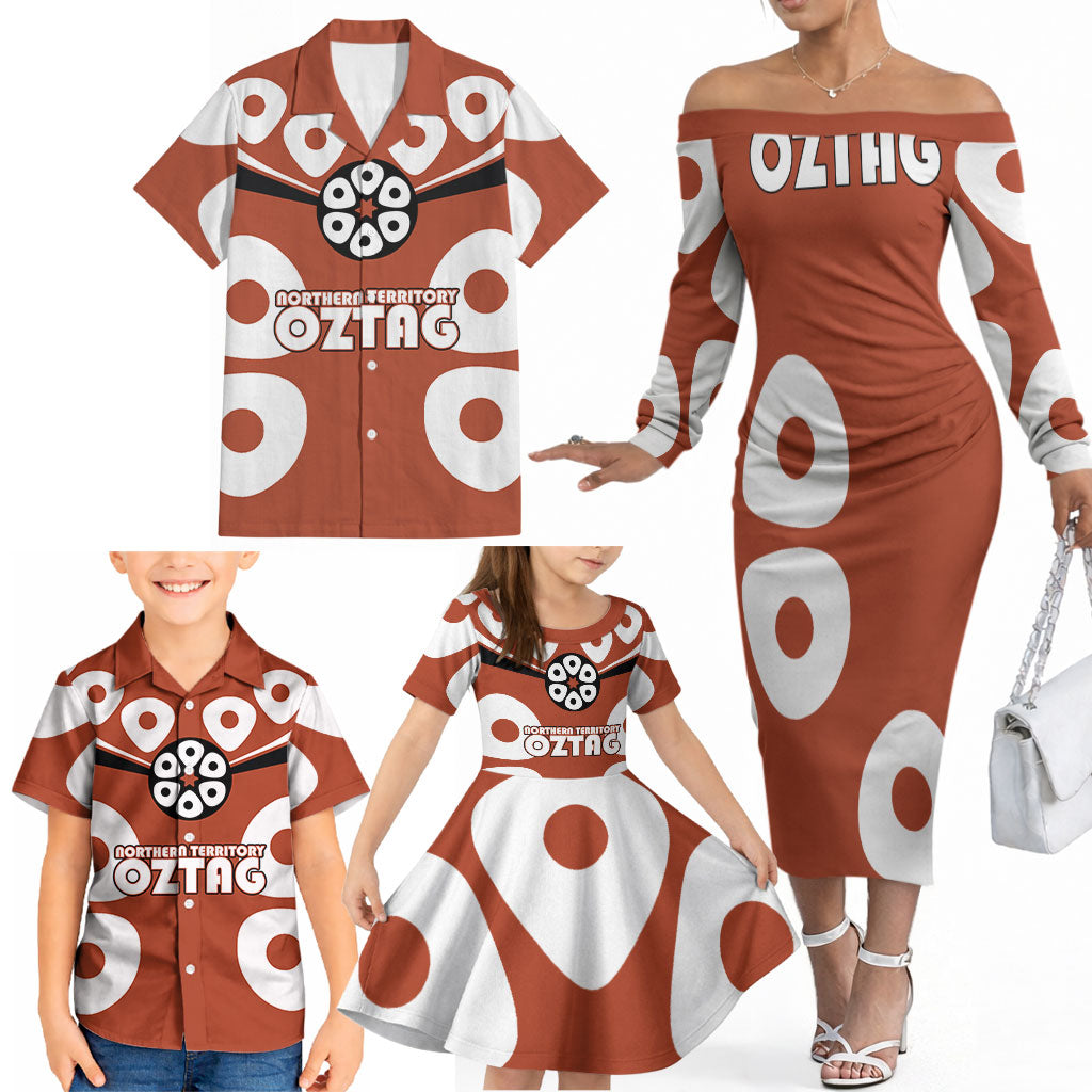 Personalized Northern Territory Oztag Family Matching Off The Shoulder Long Sleeve Dress and Hawaiian Shirt Dynamic Geometric Star Graphic