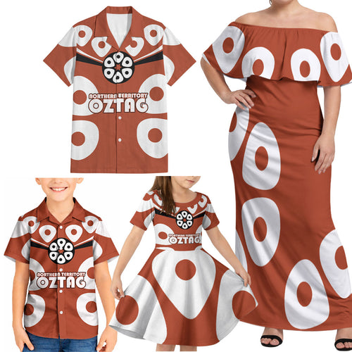 Personalized Northern Territory Oztag Family Matching Off Shoulder Maxi Dress and Hawaiian Shirt Dynamic Geometric Star Graphic