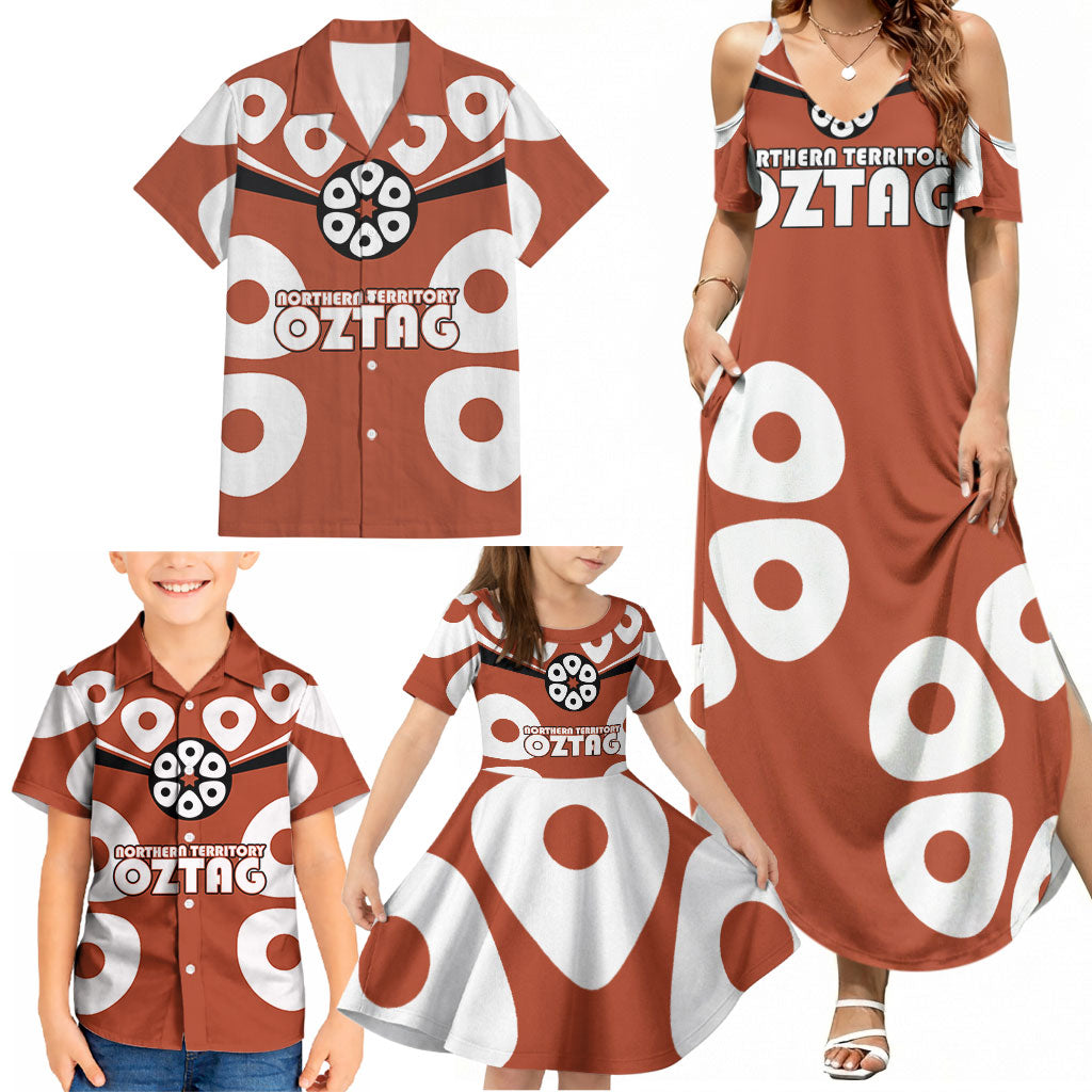 Personalized Northern Territory Oztag Family Matching Summer Maxi Dress and Hawaiian Shirt Dynamic Geometric Star Graphic
