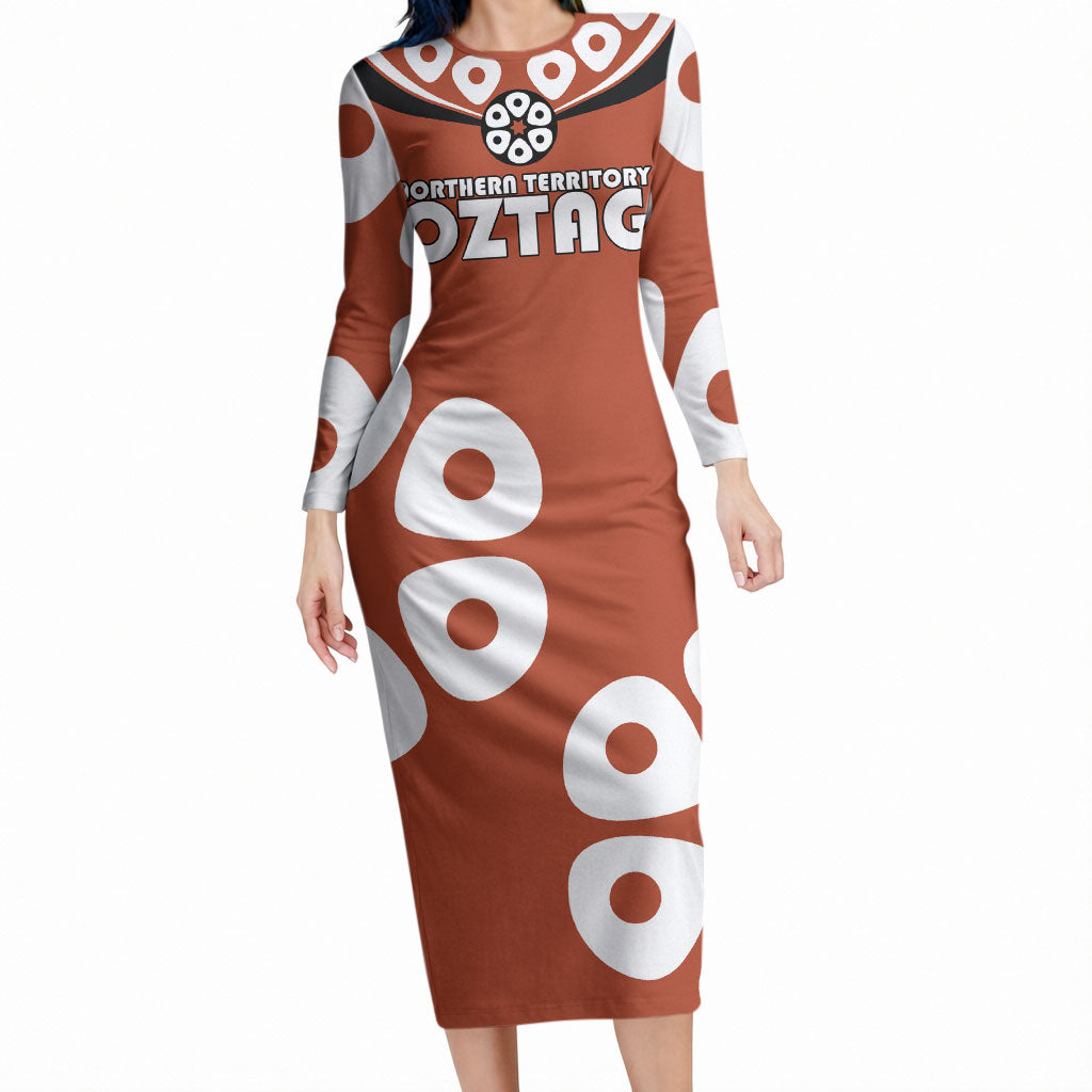 Personalized Northern Territory Oztag Long Sleeve Bodycon Dress Dynamic Geometric Star Graphic
