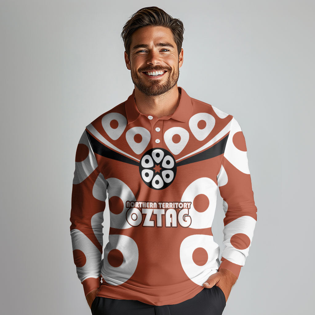 Personalized Northern Territory Oztag Long Sleeve Polo Shirt Dynamic Geometric Star Graphic
