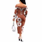 Personalized Northern Territory Oztag Off The Shoulder Long Sleeve Dress Dynamic Geometric Star Graphic