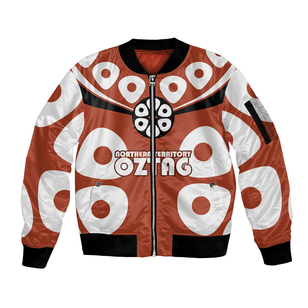 Personalized Northern Territory Oztag Sleeve Zip Bomber Jacket Dynamic Geometric Star Graphic